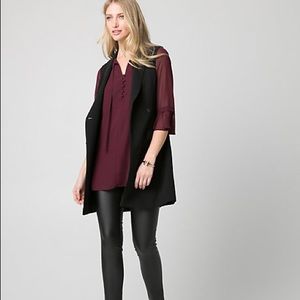 Le Chateau Ponte Shawl Collar Long Vest Black XS